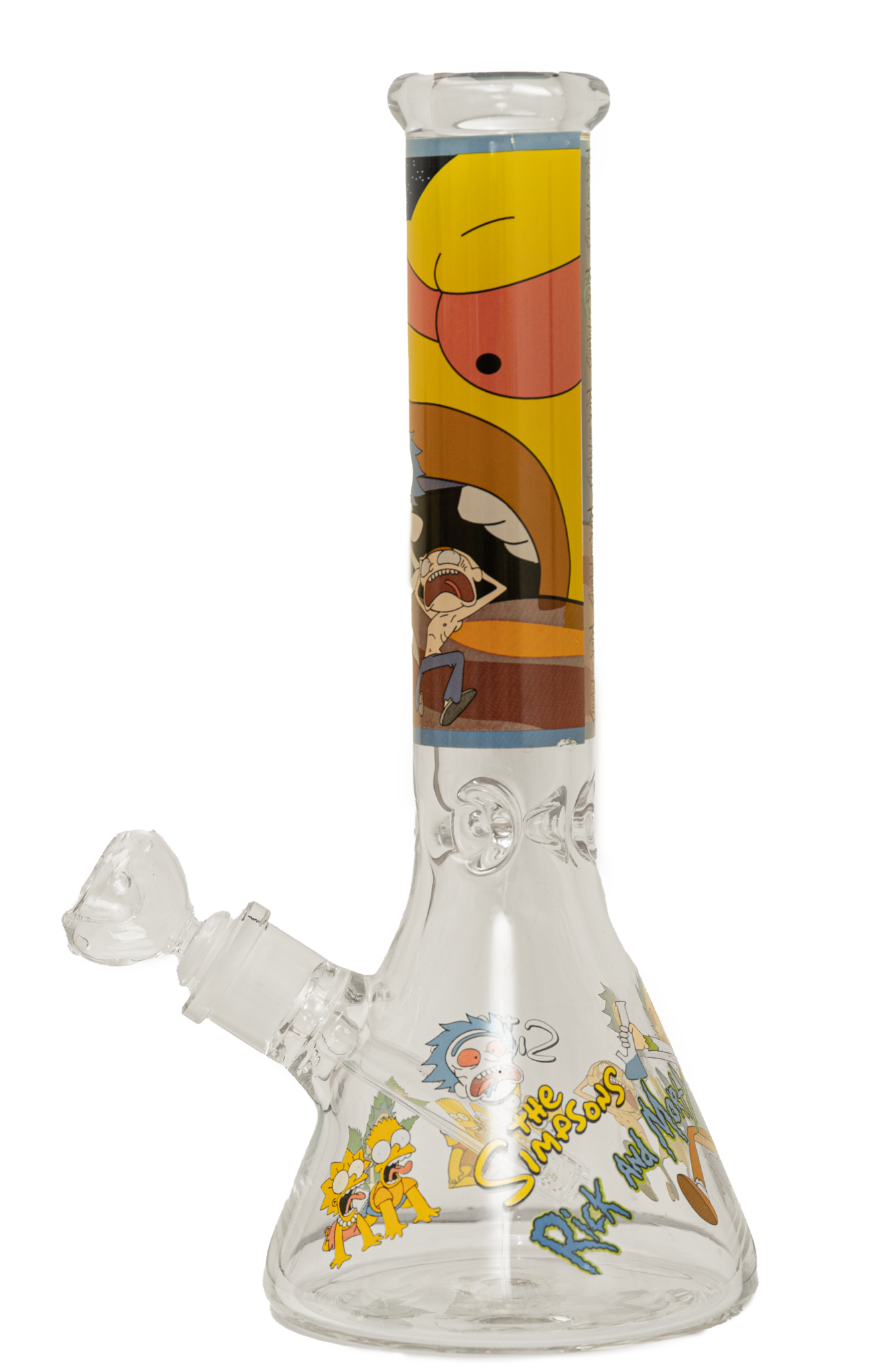 Simpsons x Rick and Morty Water Pipe | Clear Large Glass Bong